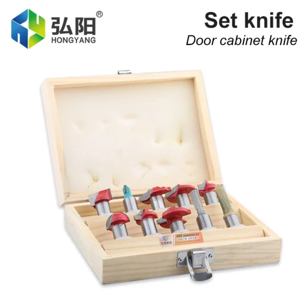 10 Piece Set Woodworking Milling Cutter Fillet Trimming Door Frame Lace End Mill Tenon Cutter Engraving Drill Tenon Cutter
