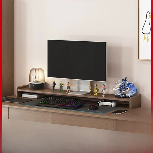 NEW Solid wood display with elevated desktop storage rack, office desktop computer base with elevated screen